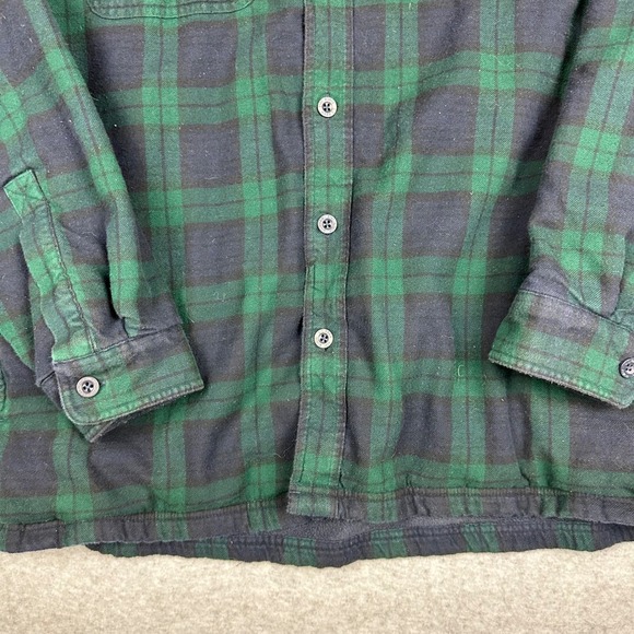 LL Bean Fleece Lined Flannel Shirt Jacket Mens Large Green Plaid 298189 - Picture 4 of 10
